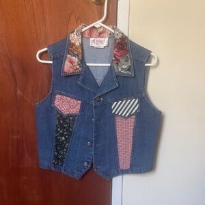 Floral Patchwork Denim Vest